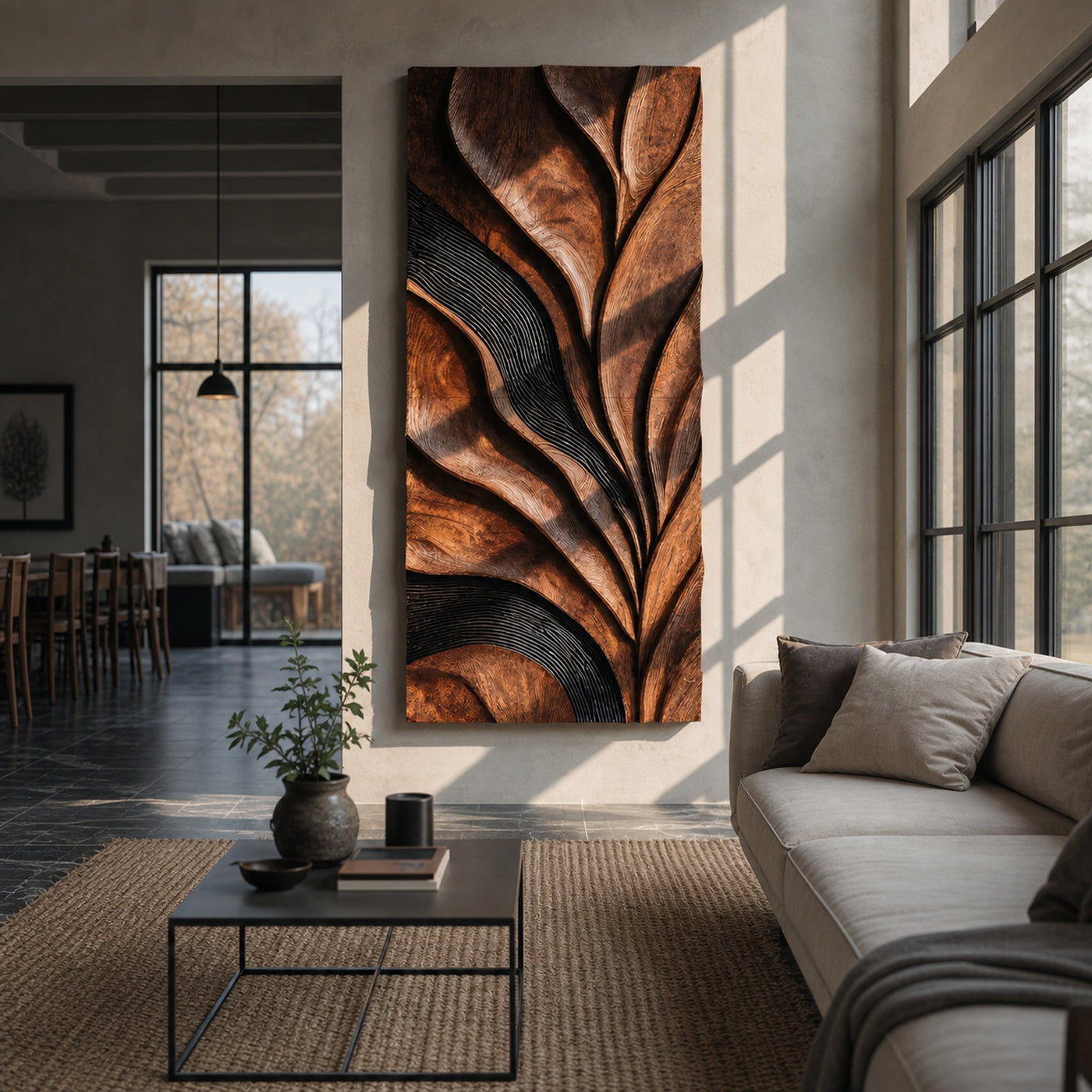 Modern Sculpted Feather Wall Art For Living Room - product view 2