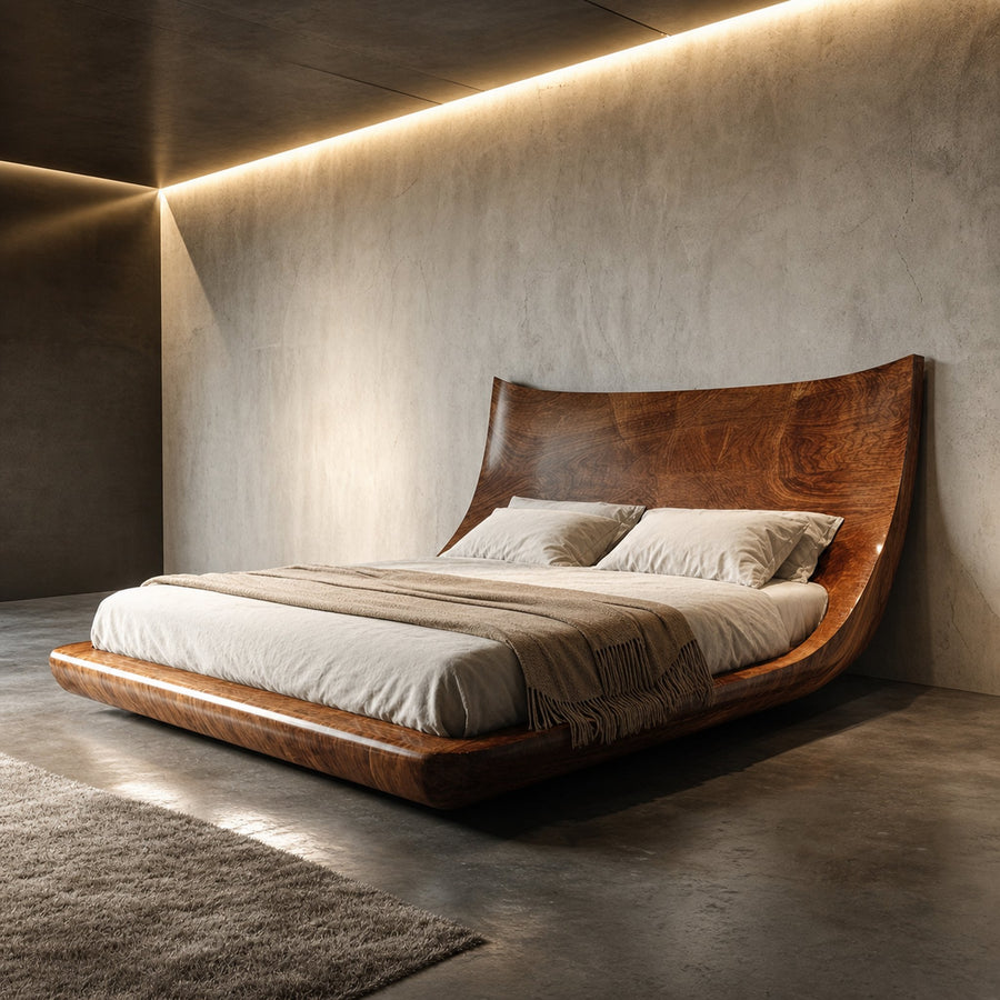 Modern Sculptural Bed Frame Contemporary Master Bedroom