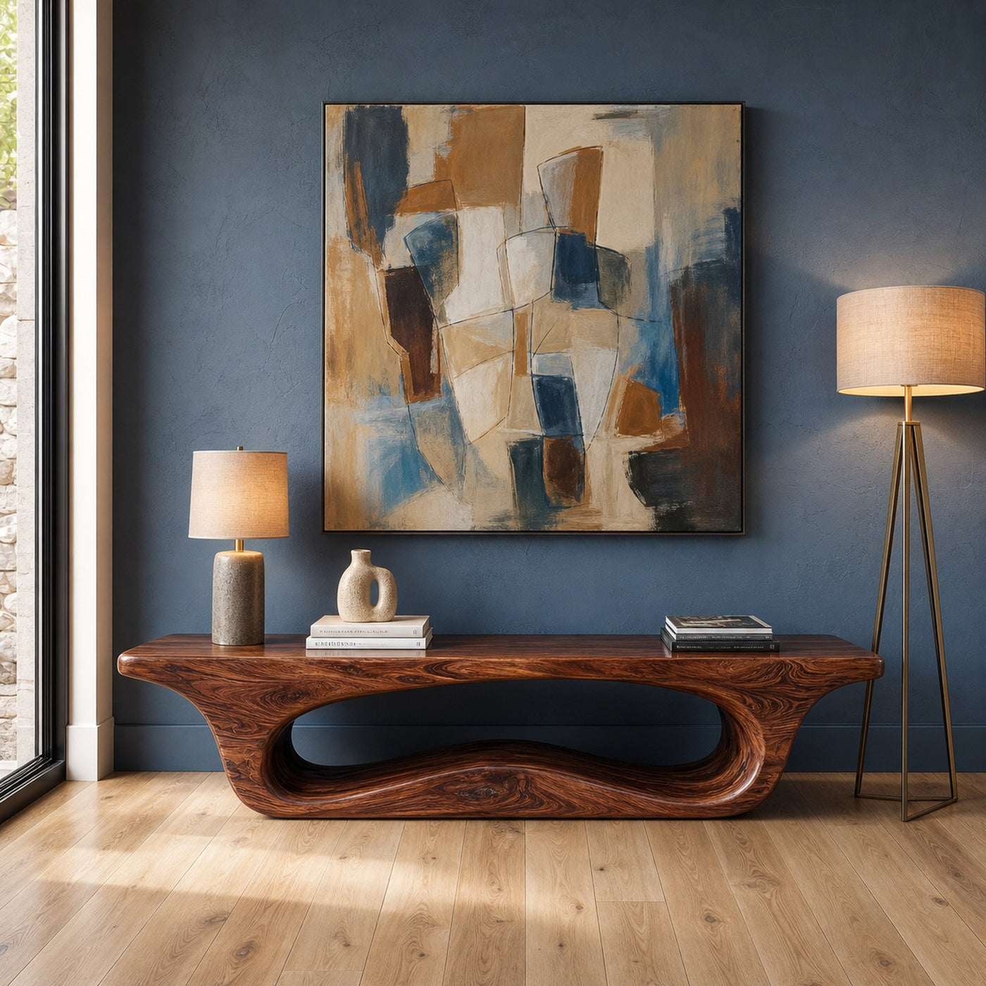 Modern Sculptural Bench For Entryway Or Living Room - product view 7