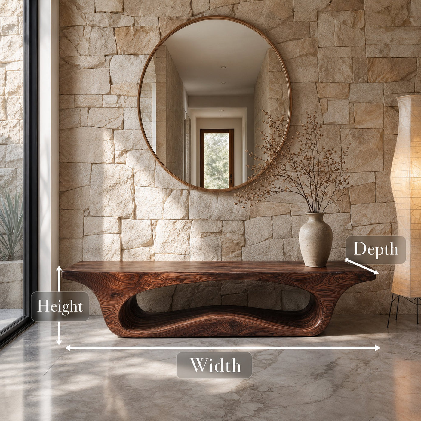 Modern Sculptural Bench For Entryway Or Living Room - product view 8