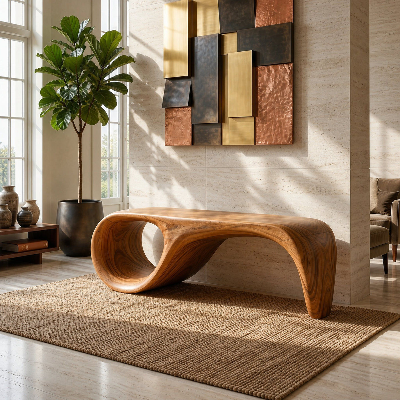 Modern Sculptural Bench Luxury Bedroom