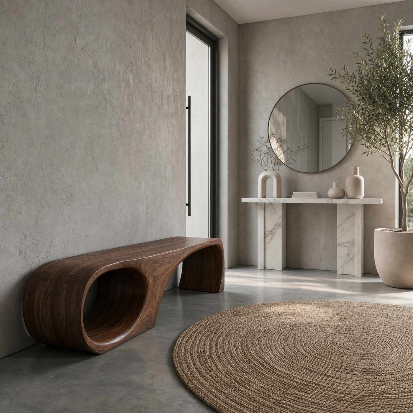 Modern Sculptural End Of Bed Bench For Bedroom And Interior Decor - product view 7