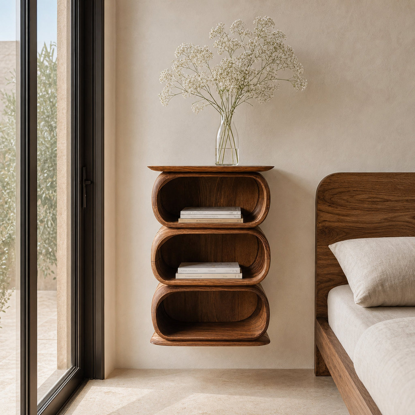 Modern Sculptural Nightstand For Bedroom Or Living Room