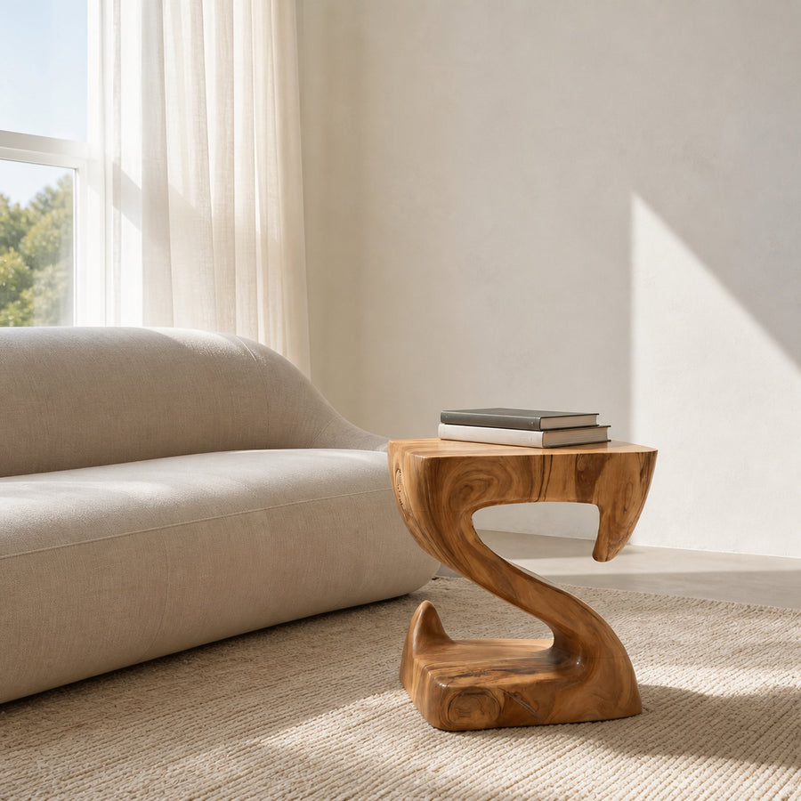 Modern Sculptural S Shaped Side Table For Living Room