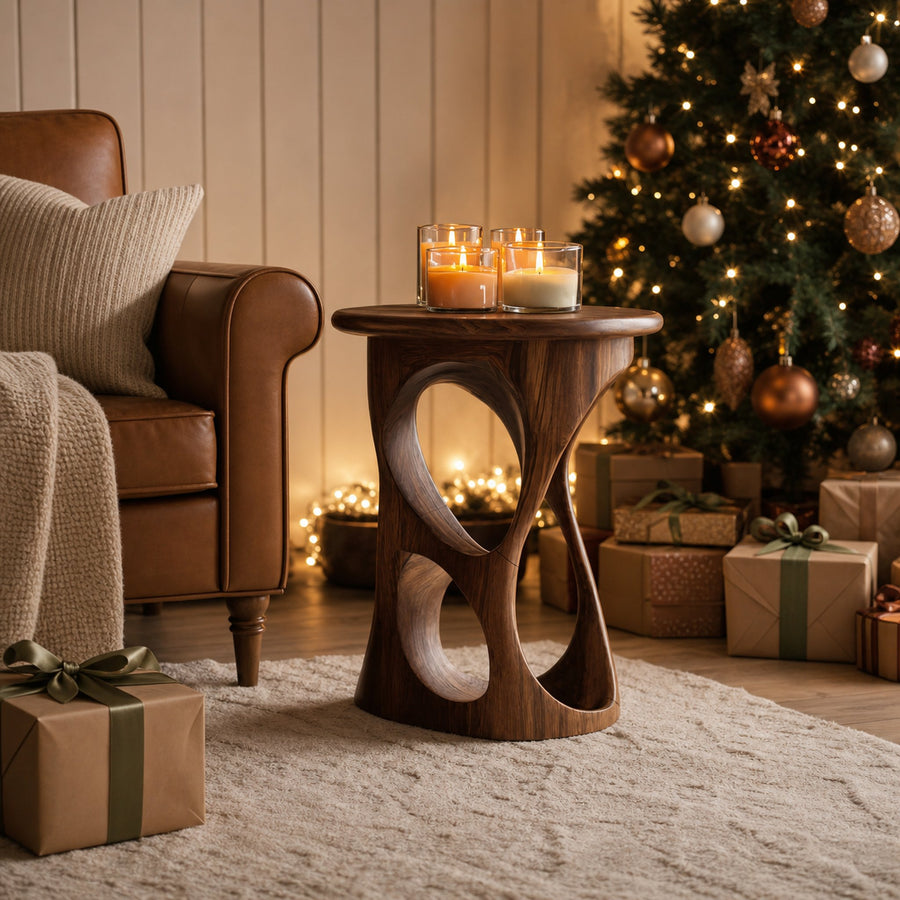 Modern Sculptural Side Table For Holiday Decoration