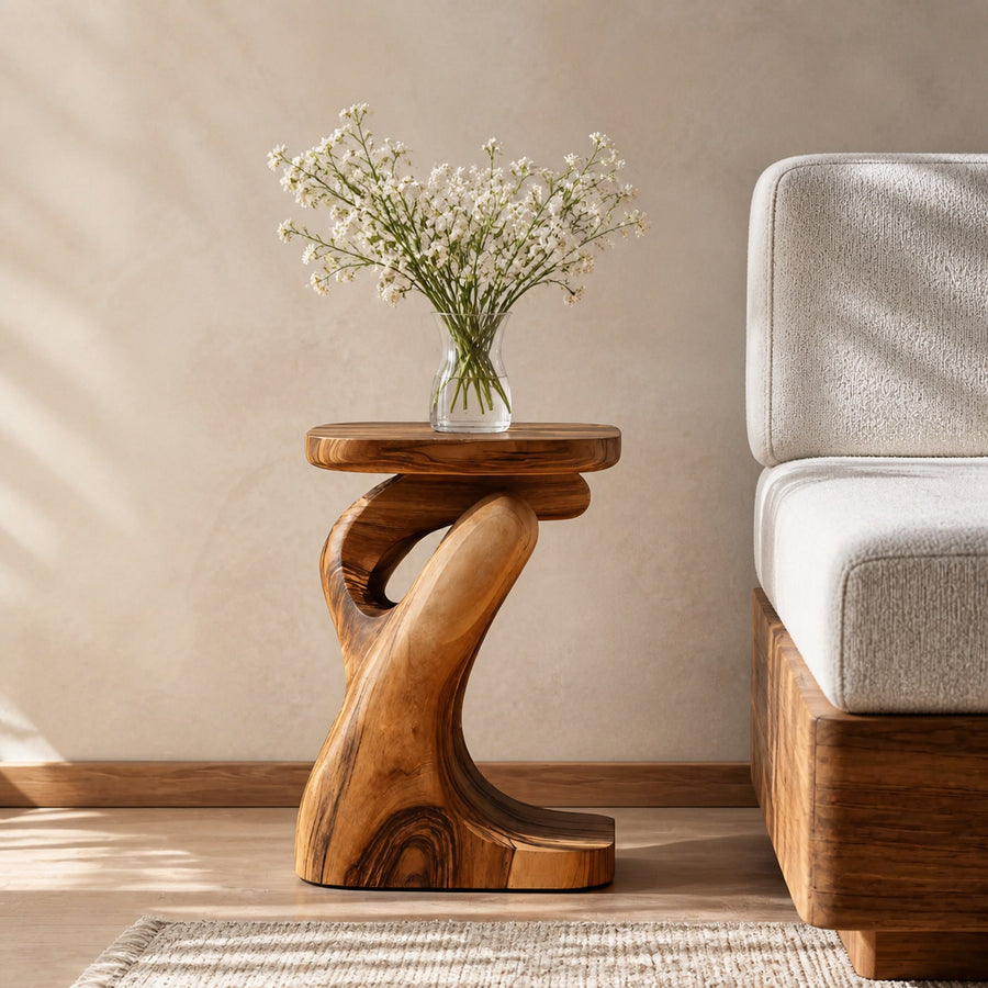 Modern Sculptural Side Table For Living Room Or Bedroom