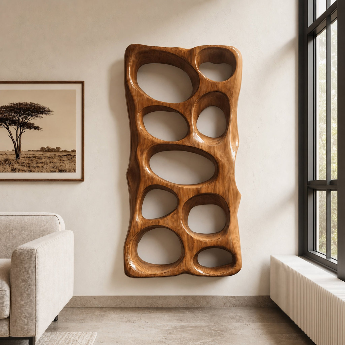 Modern Sculptural Vertical Wall Art For Living Room Decor