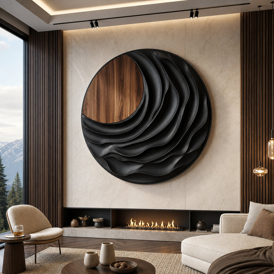 Modern Sculptural Wall Art For Mountain Retreat Interior