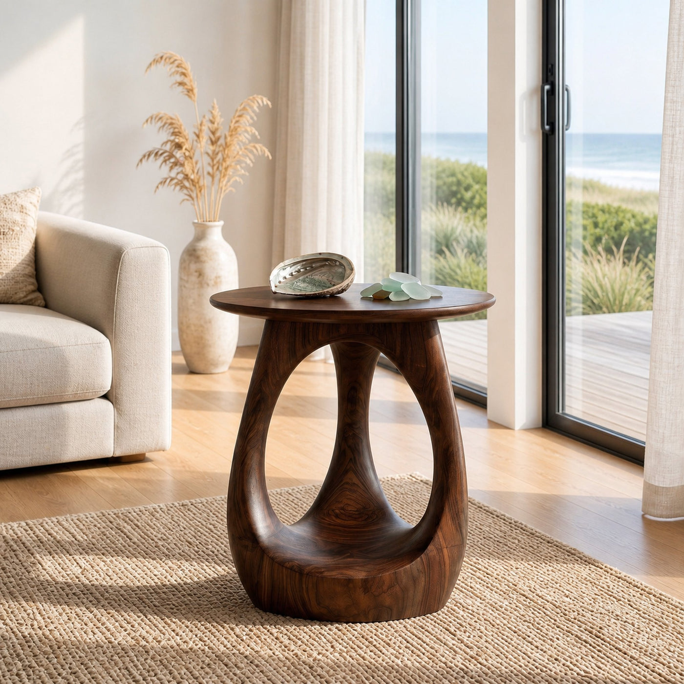 Modern Sculptural Wooden Loop Side Table For Home Decor - product view 7