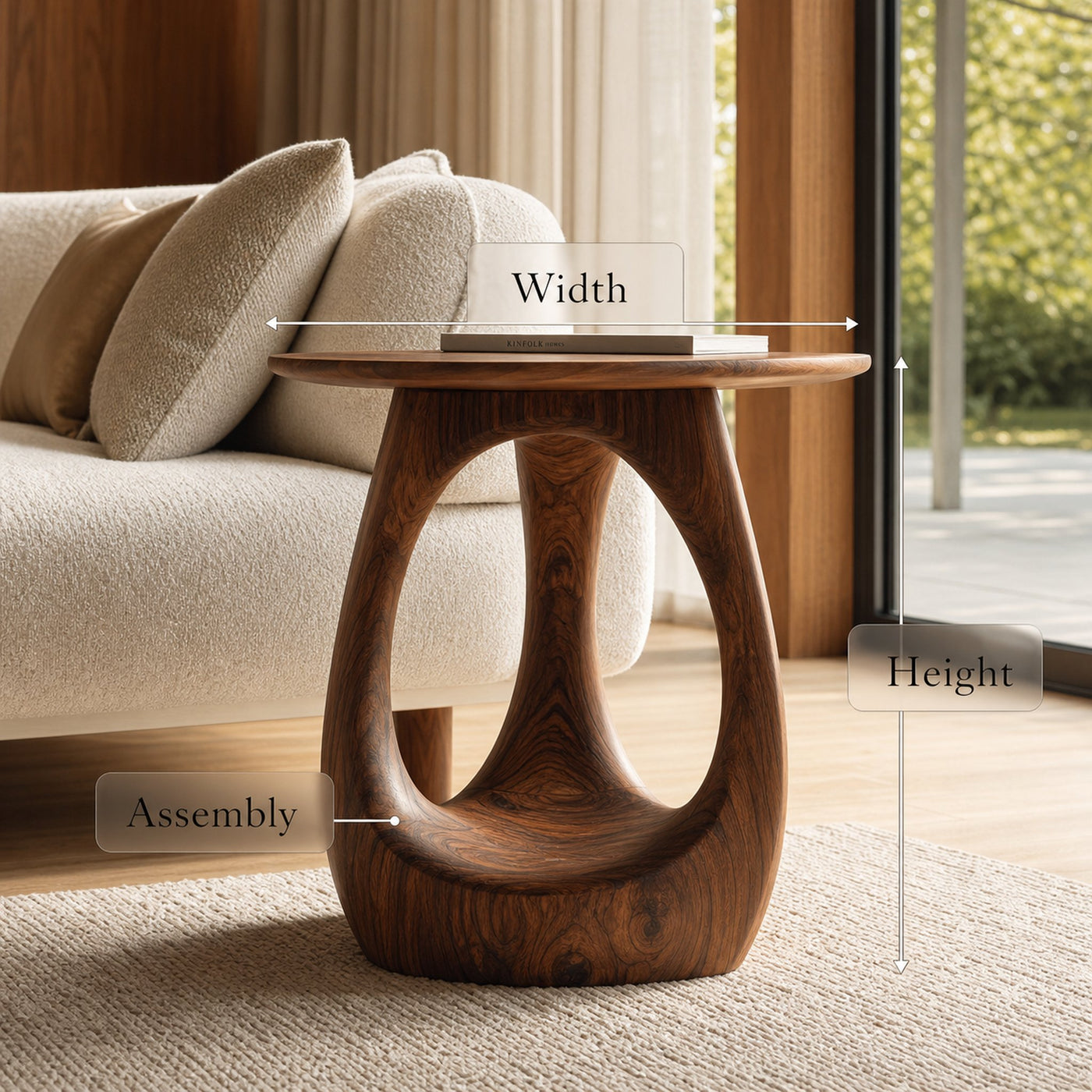 Modern Sculptural Wooden Loop Side Table For Home Decor - product view 8