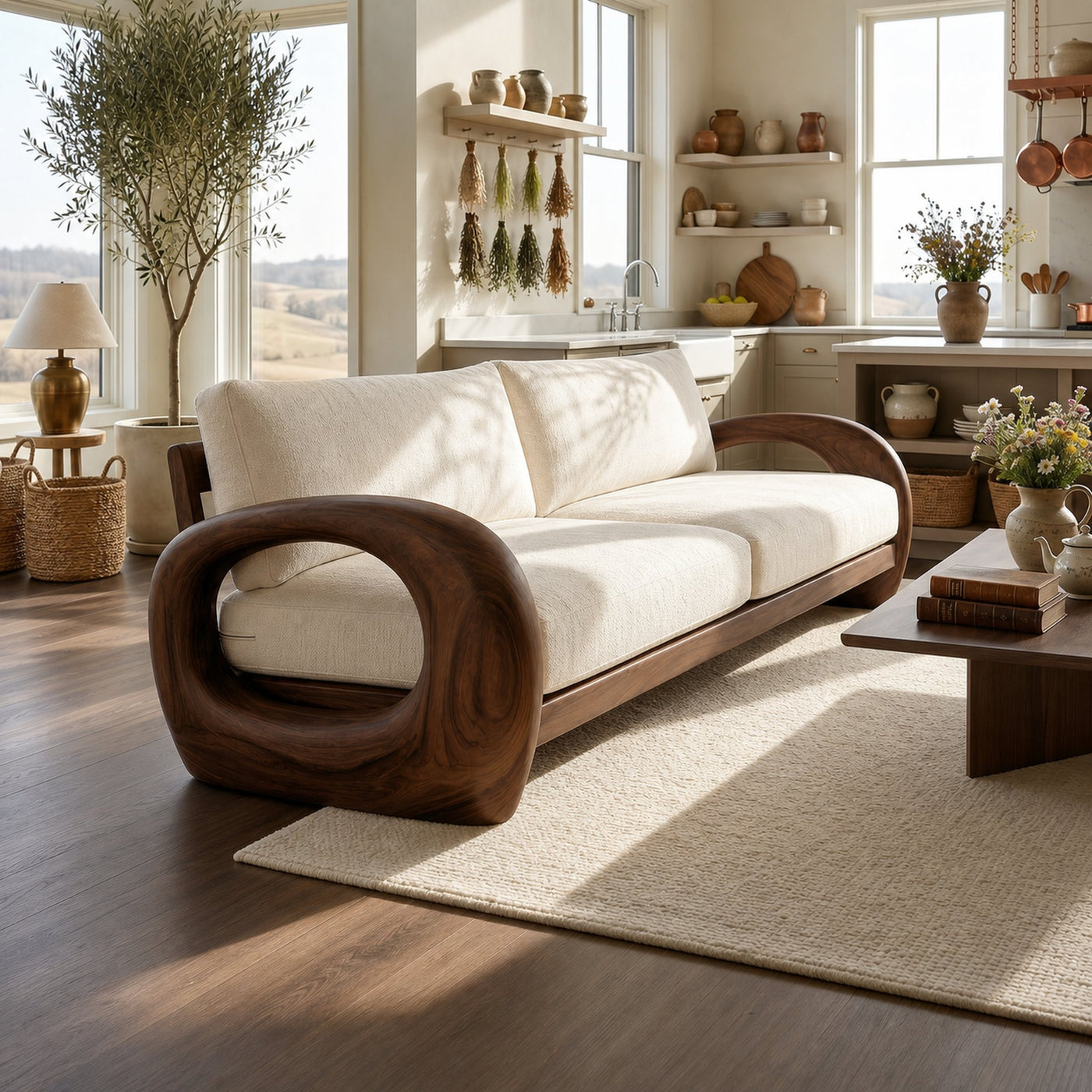 Modern Sculptural Wooden Sofa For Living Room - product view 7