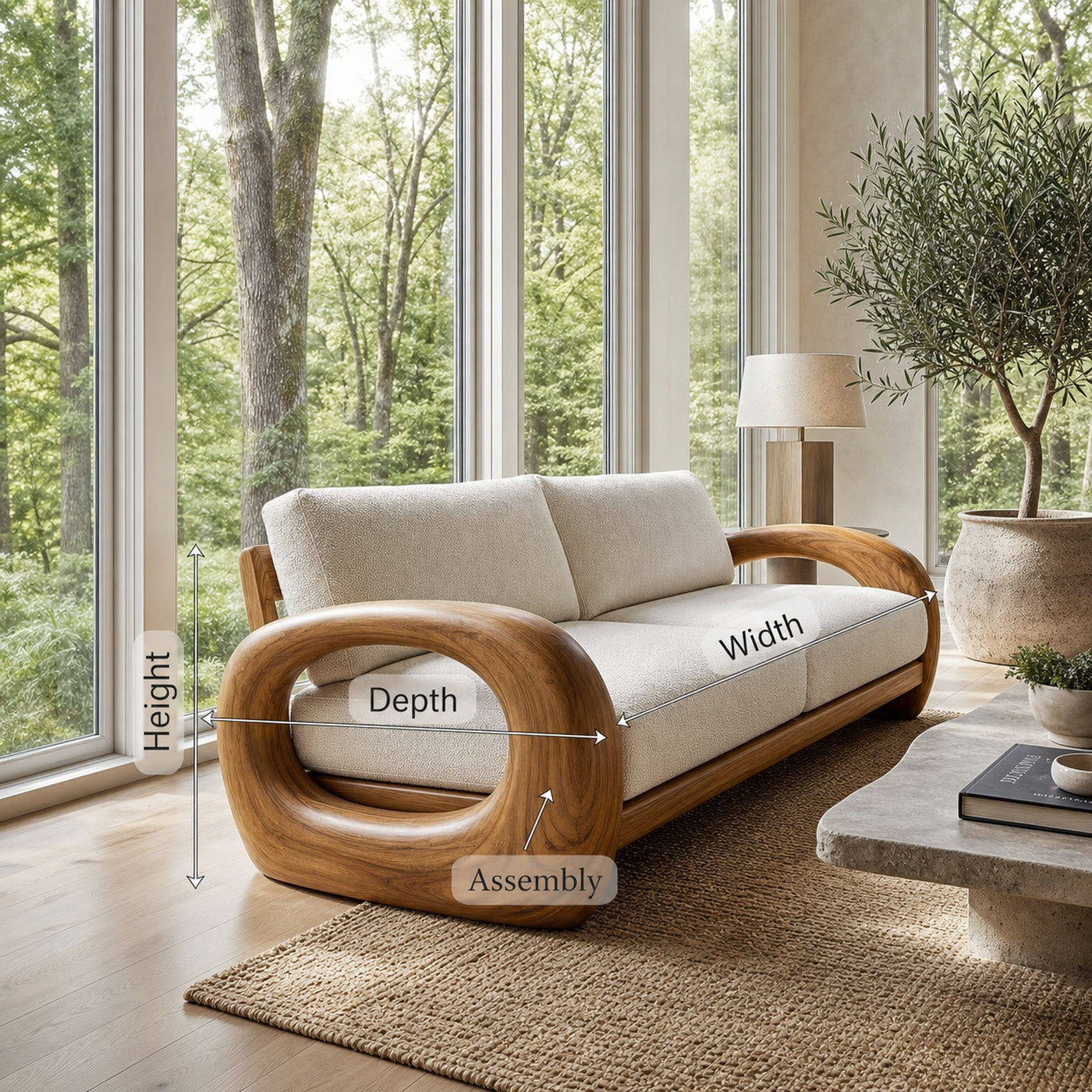 Modern Sculptural Wooden Sofa For Living Room - product view 8