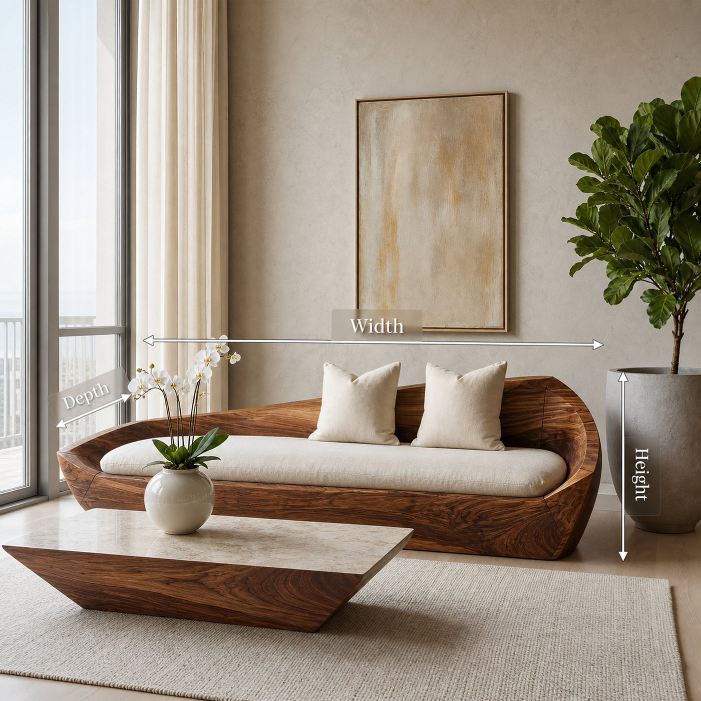 Modern Sculptural Wooden Sofa For Living Room Decoration - product view 8