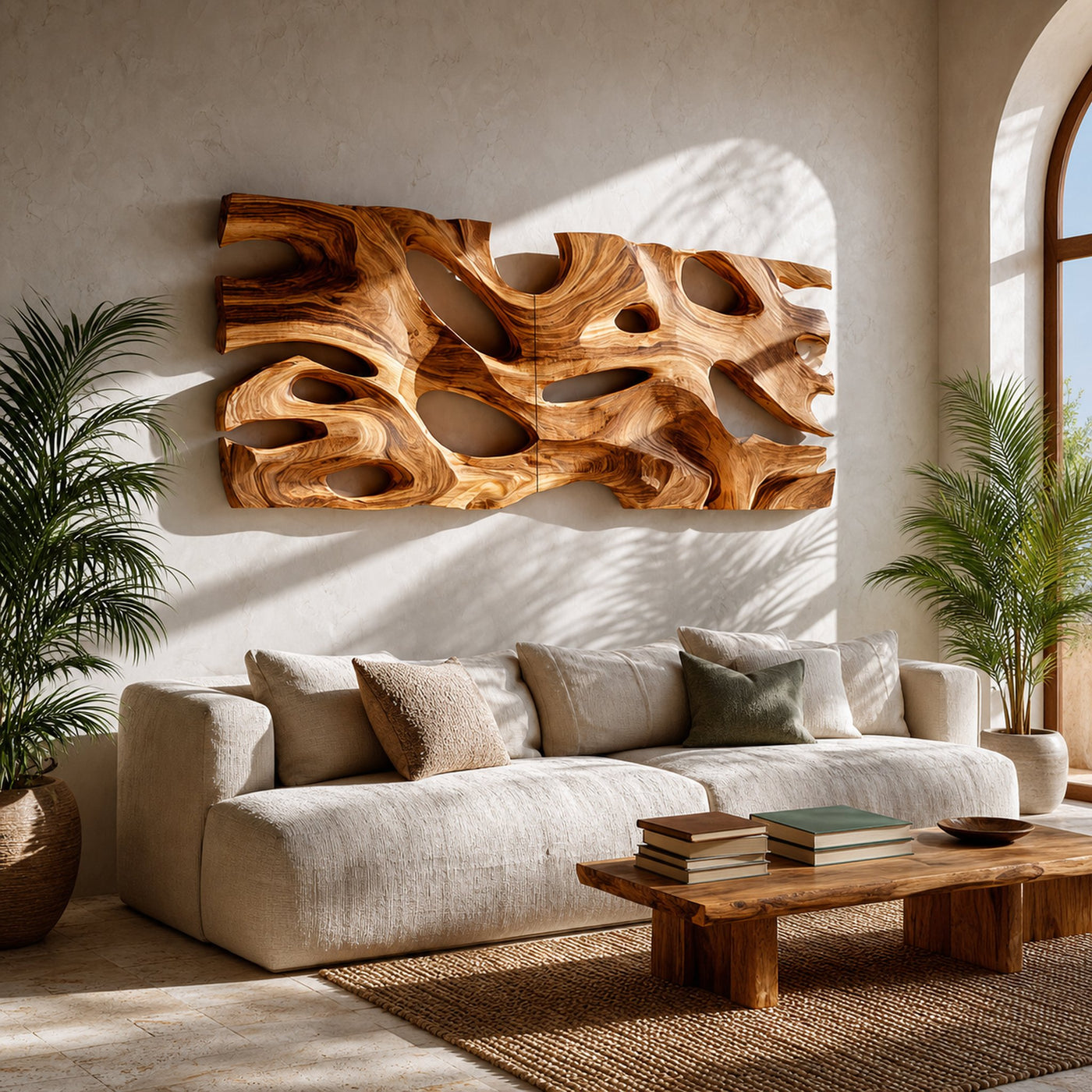 Modern Sculptural Wooden Wall Art For Living Room Decor