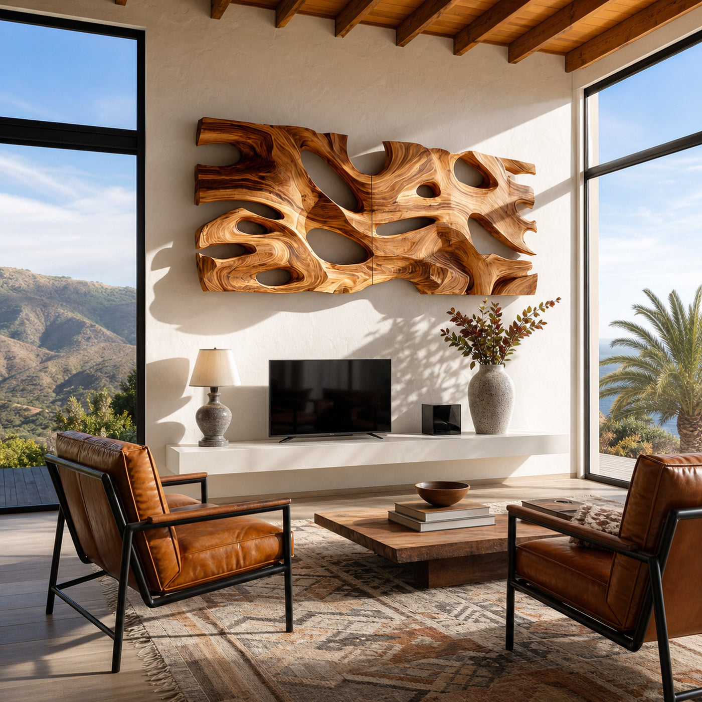 Modern Sculptural Wooden Wall Art For Living Room Decor - product view 6