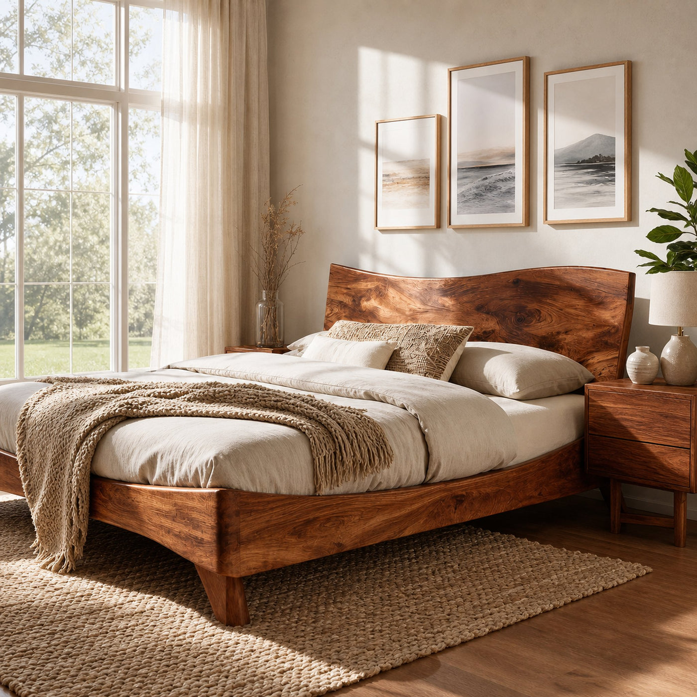 Modern Set Bed Frame And Headboard For Bedroom