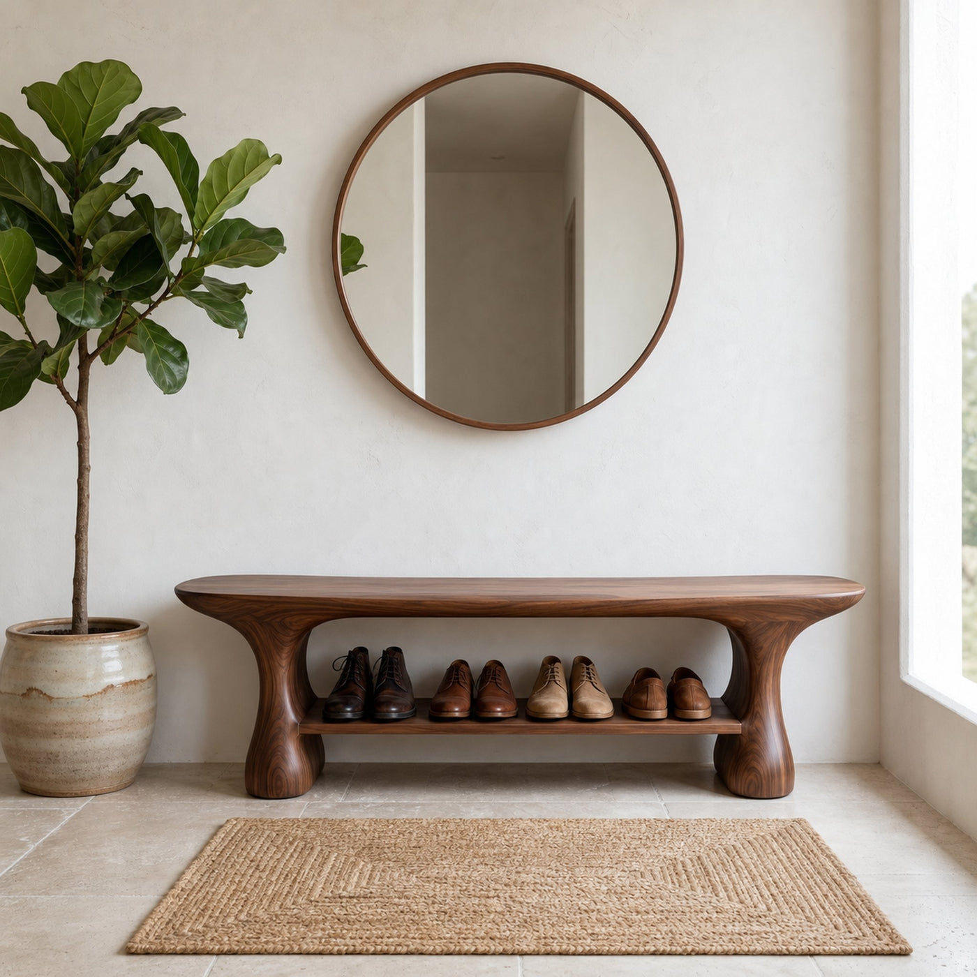 Modern Shoe Organizer Bench With Multi Tier Storage - product view 7