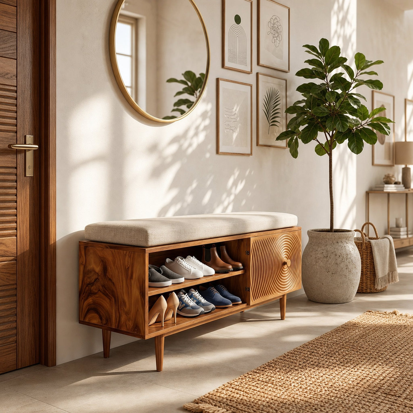 Modern Shoe Storage Cabinet For Condo Entryway Hallway Placement