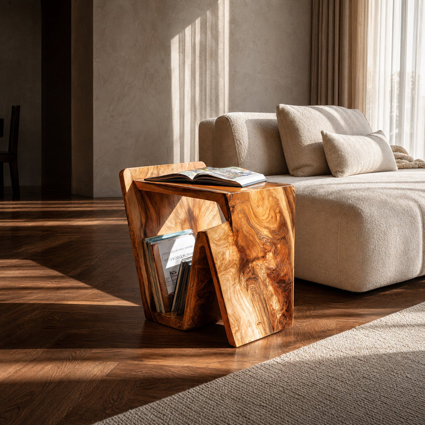 Modern Side Table Bookcase Design For Versatile Living Room