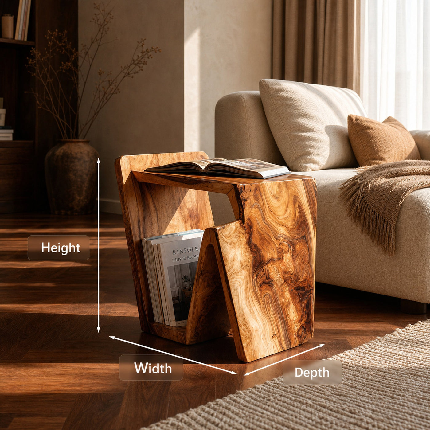 Modern Side Table Integrated Bookshelves For Living Room - product view 6