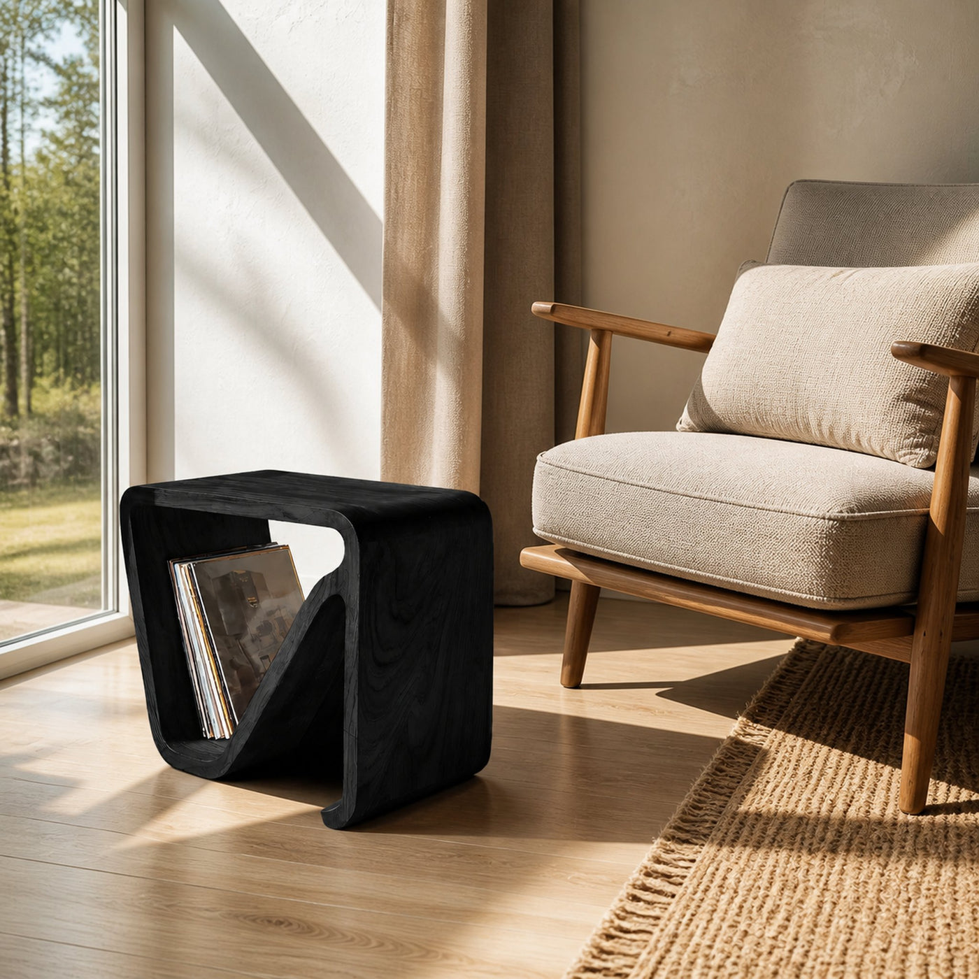 Modern Side Table With Built-In Magazine Storage For Home - product view 7