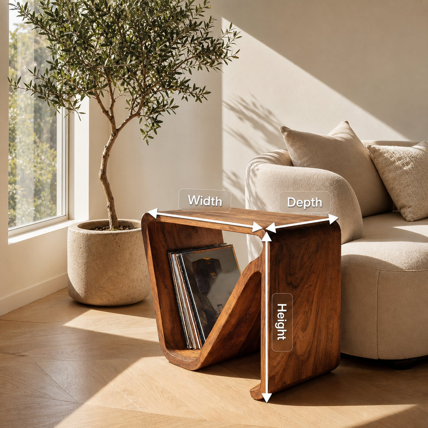 Modern Side Table With Built-In Magazine Storage For Home - product view 8