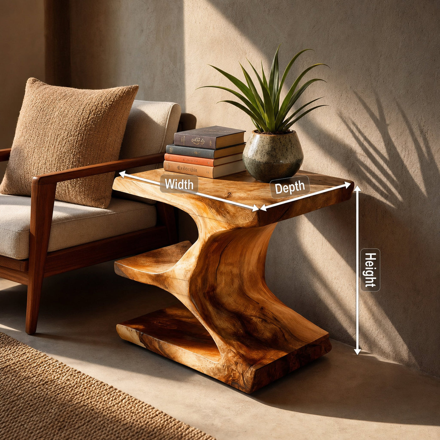 Modern Side Table With Shelf Displaying Accessories For Home - product view 8