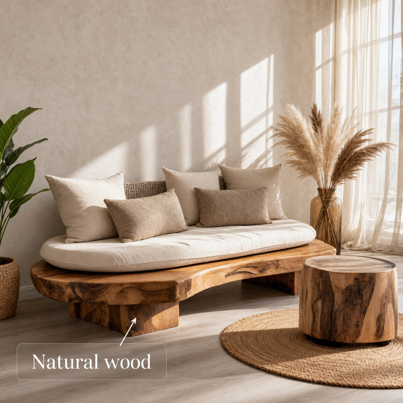 Modern Sofa With Organic Carved Base For Living Room - product view 6