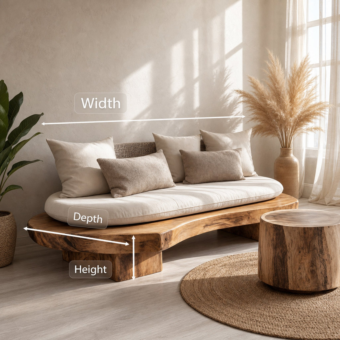 Modern Sofa With Organic Carved Base For Living Room - product view 8