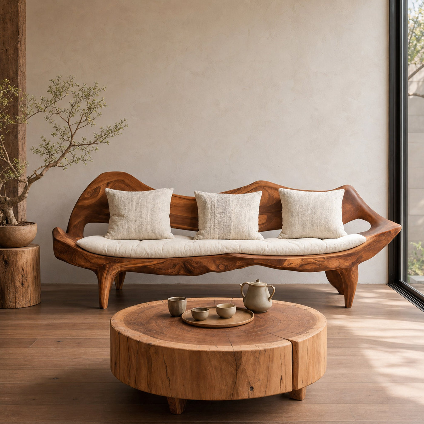 Modern Sofa With Sculptural Frame For Living Room Or Lounge