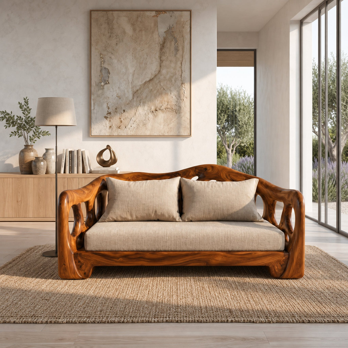 Modern Sofa With Sculptural Solid Wood For Living Room - product view 6