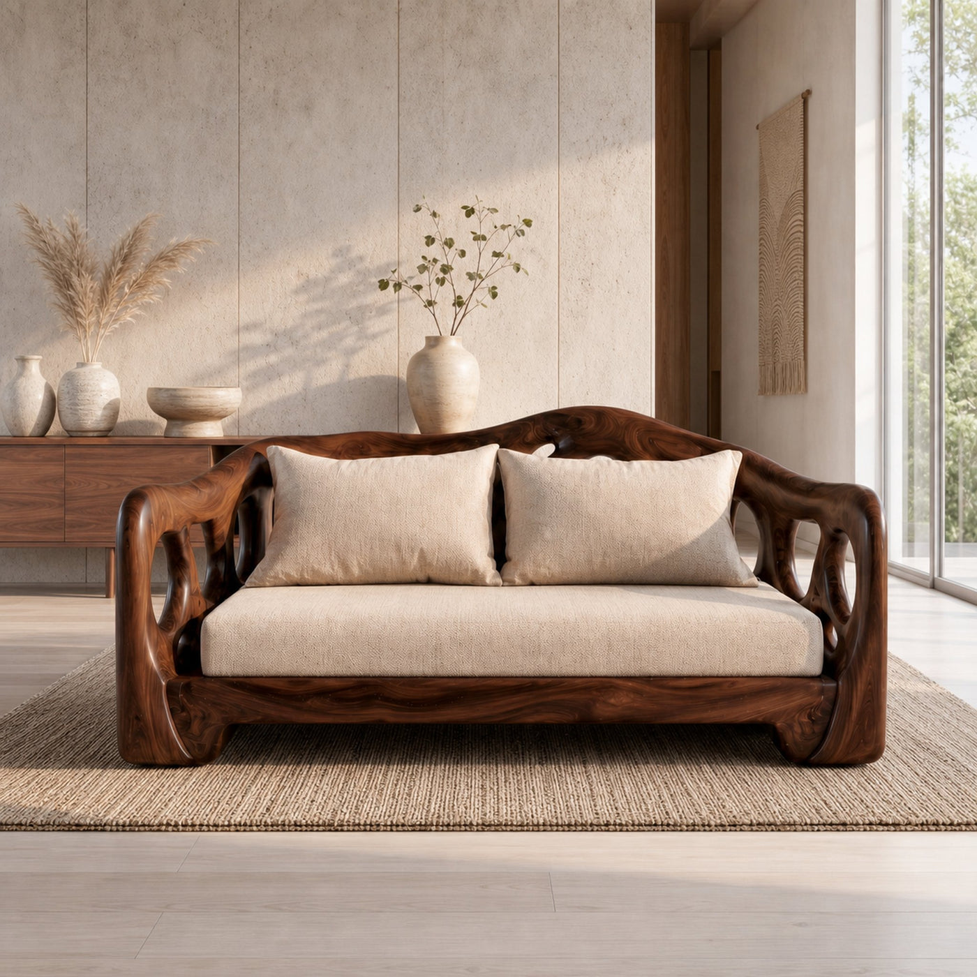 Modern Sofa With Sculptural Solid Wood For Living Room - product view 7