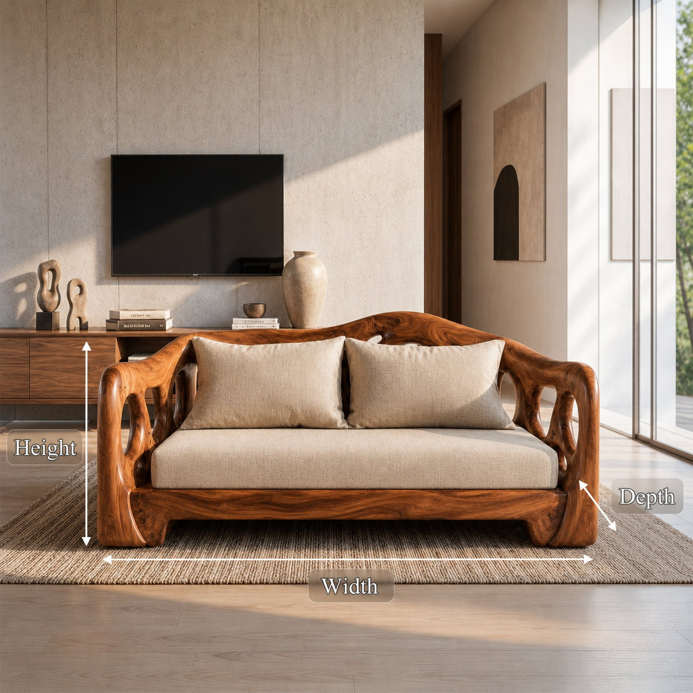 Modern Sofa With Sculptural Solid Wood For Living Room - product view 8
