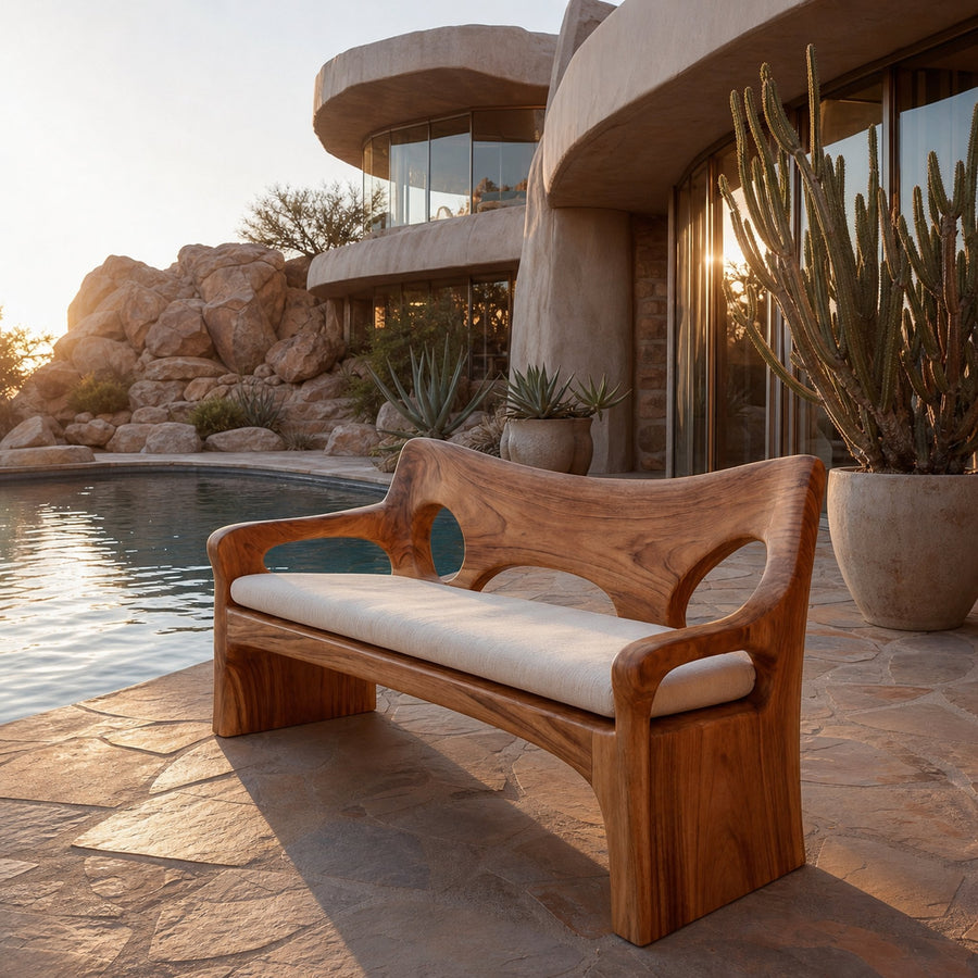 Modern Sofa With Sculptural Wood Frame For Home