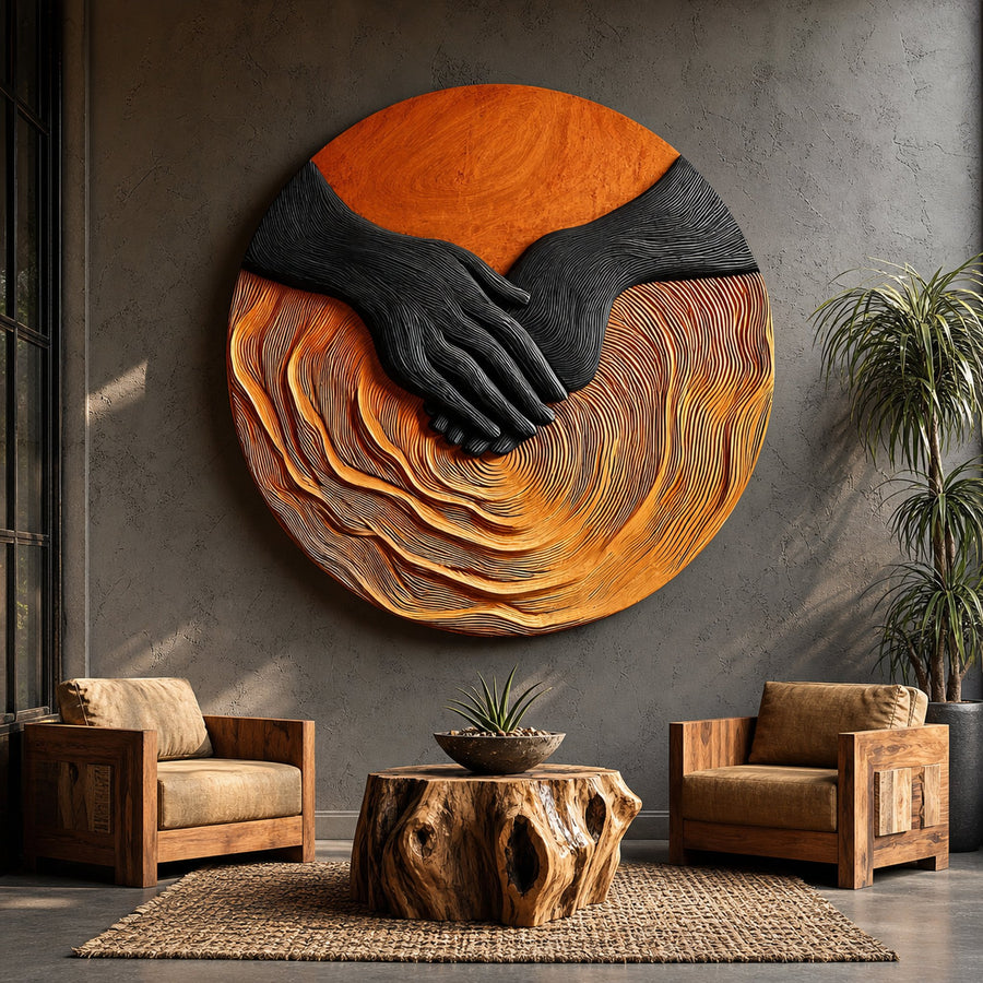 Modern Solid Wood 3D Sculpture Wall Decor For Entryway And Living Room