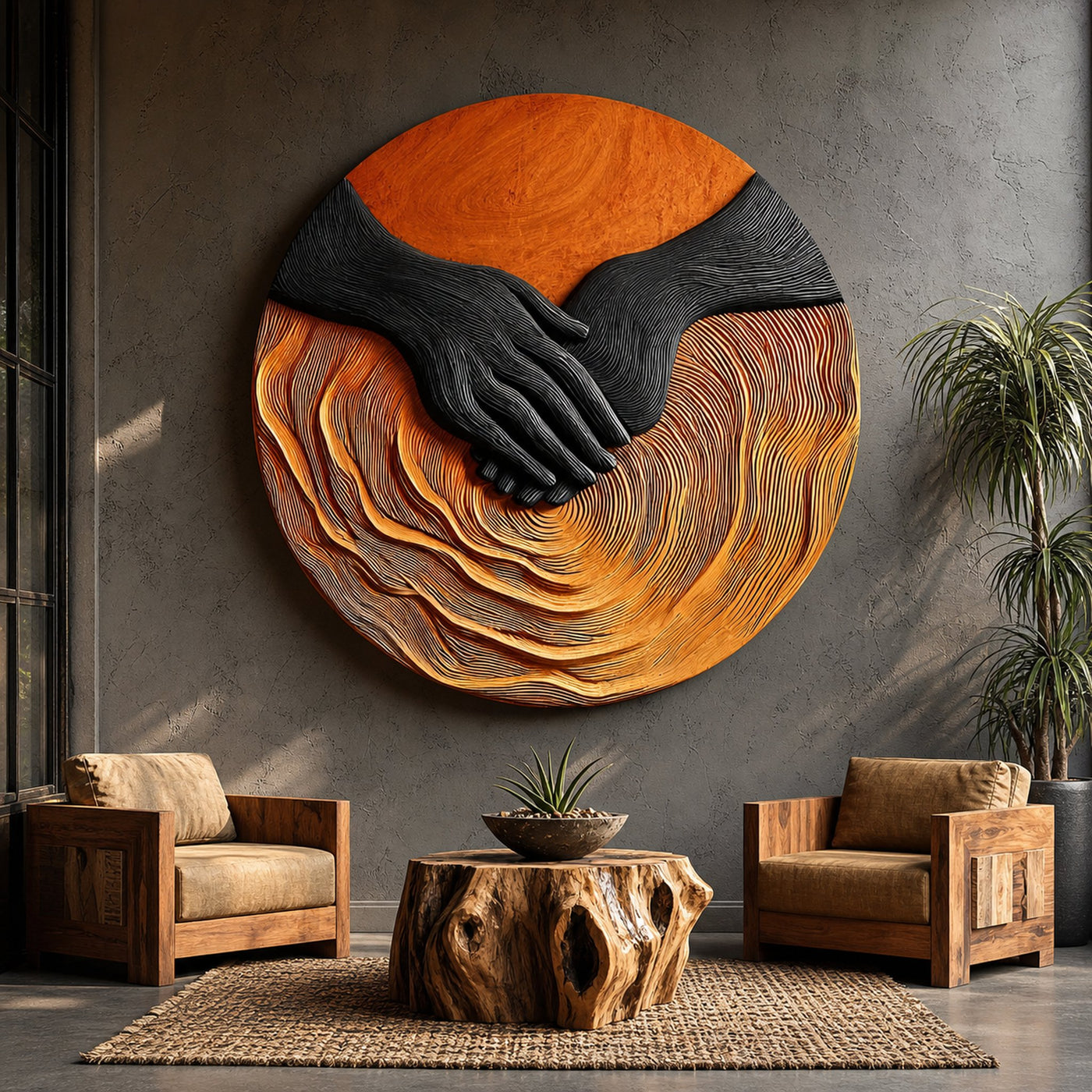 Modern Solid Wood 3D Sculpture Wall Decor For Entryway And Living Room