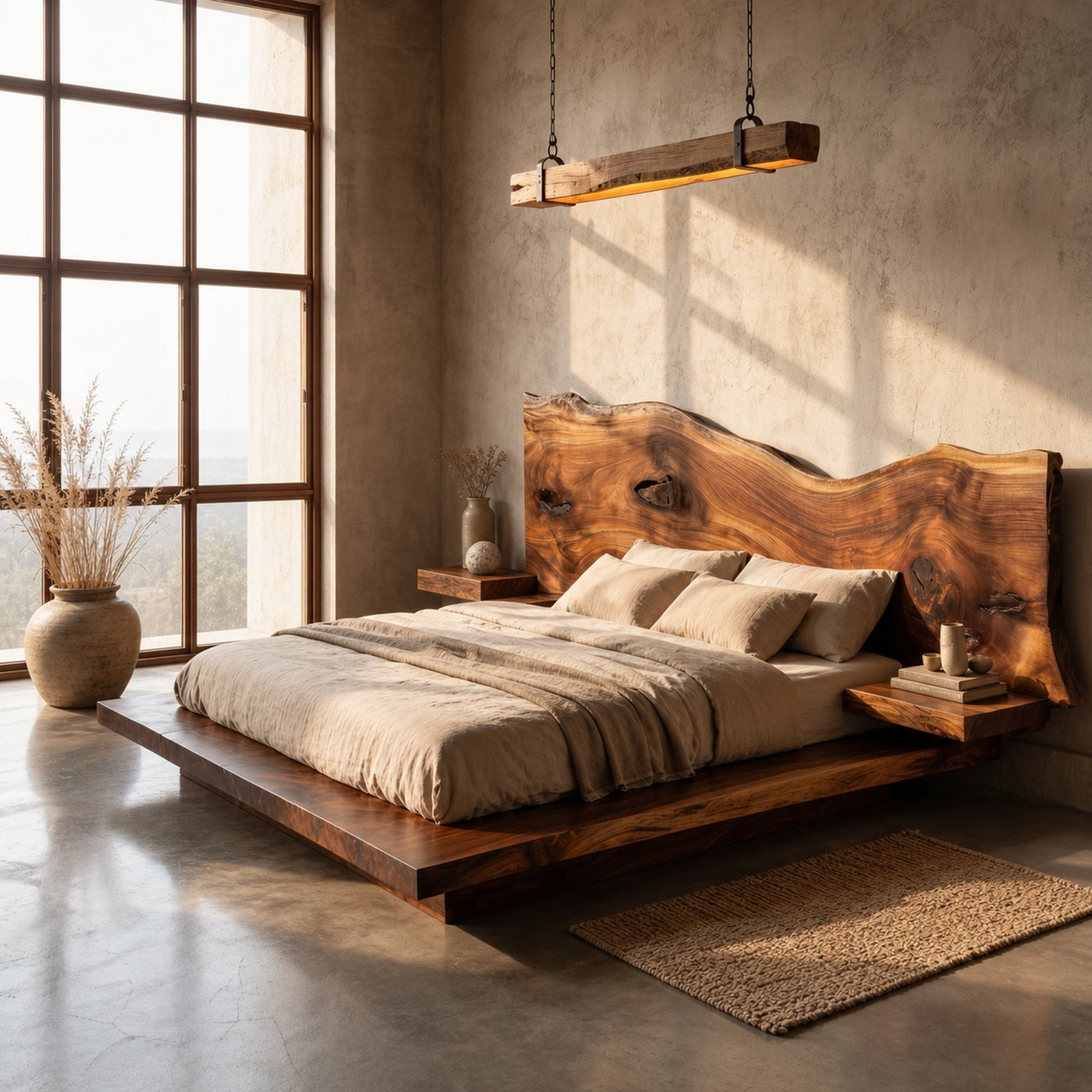 Modern Solid Wood Bed Frame With Floating Platform Design For Bedroom - product view 6