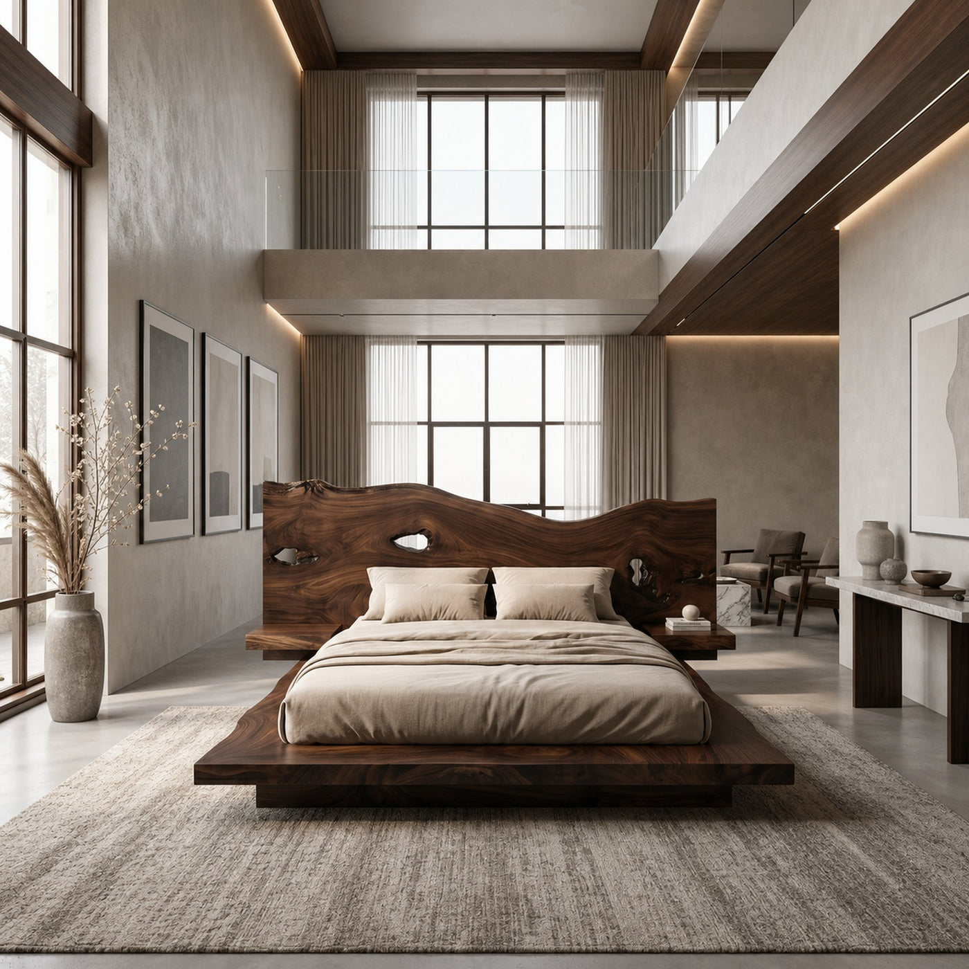 Modern Solid Wood Bed Frame With Floating Platform Design For Bedroom - product view 7