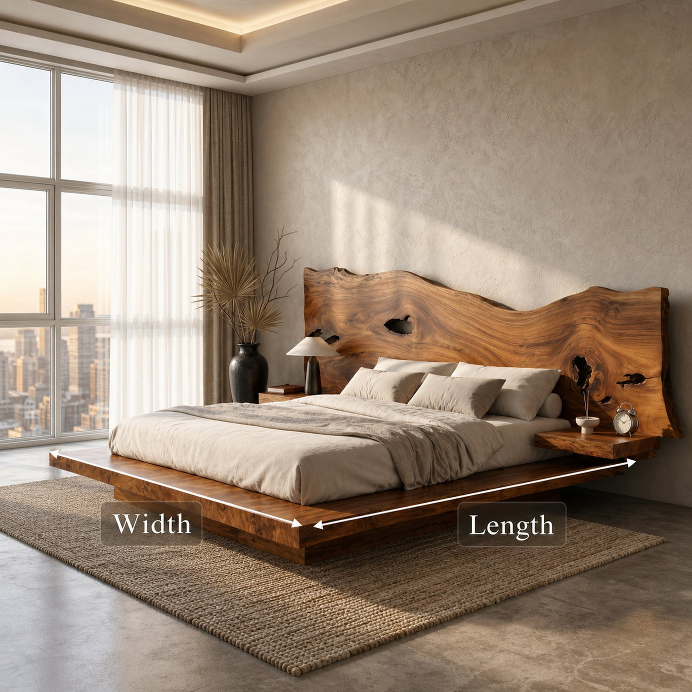 Modern Solid Wood Bed Frame With Floating Platform Design For Bedroom - product view 8