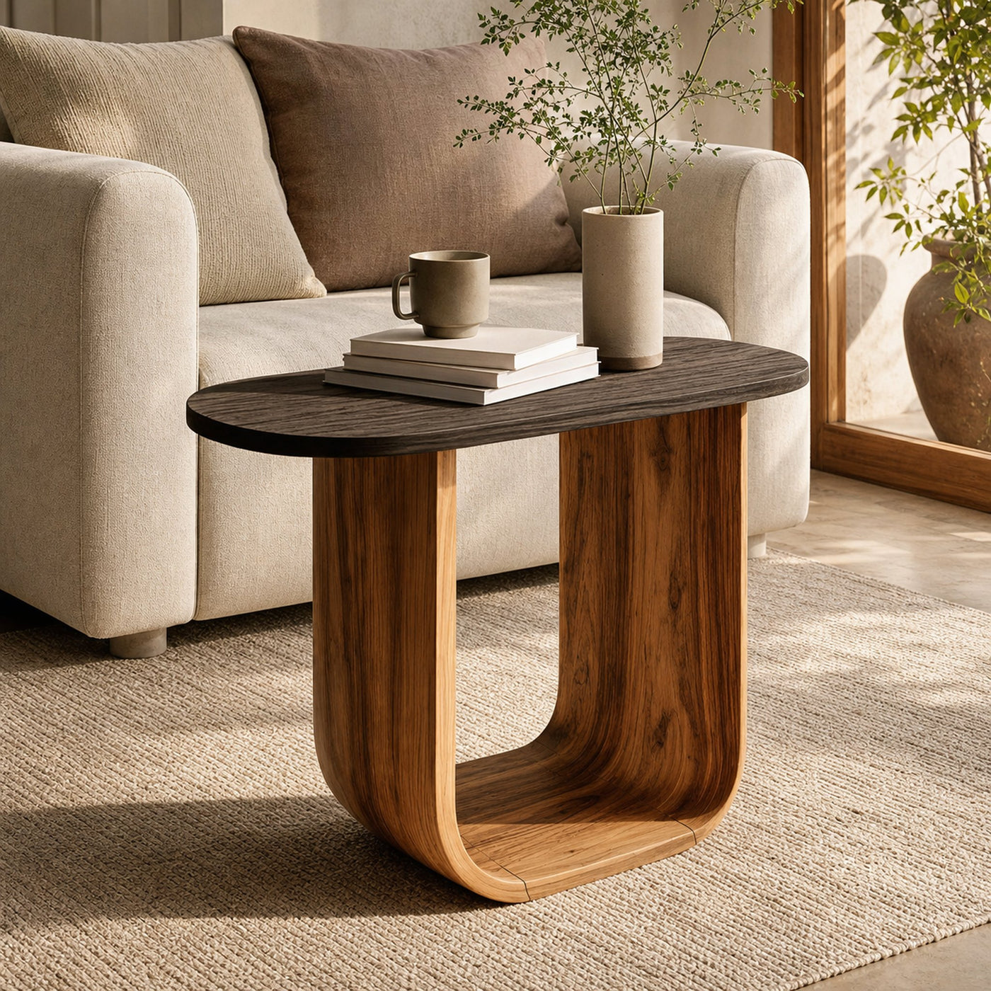 Modern Solid Wood End Table For Bedroom Furniture Decor