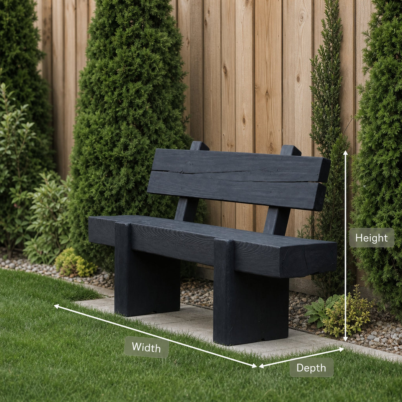 Modern Solid Wood Outdoor Bench With Charred Finish For Garden Or Patio - product view 8