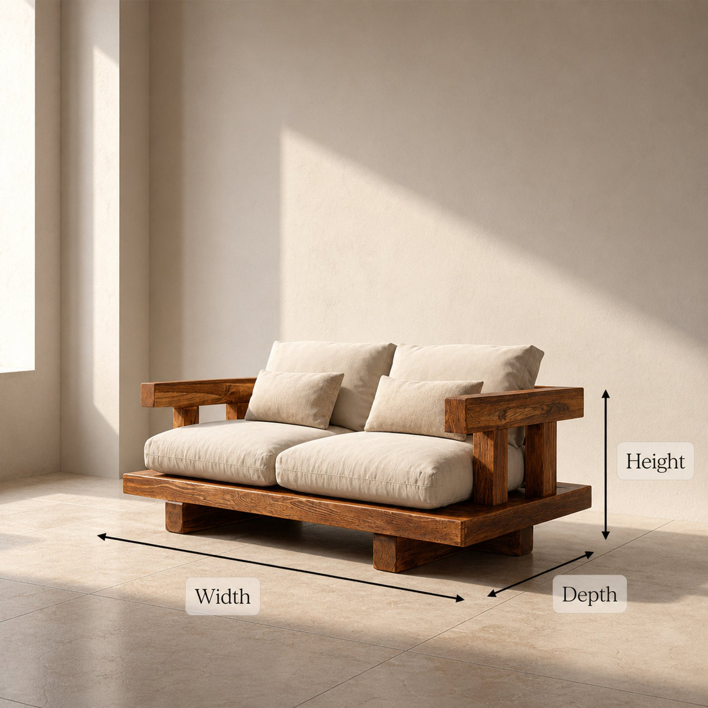 Modern Solid Wood Platform Sofa Living Room Minimalist Lounge Couch - product view 6