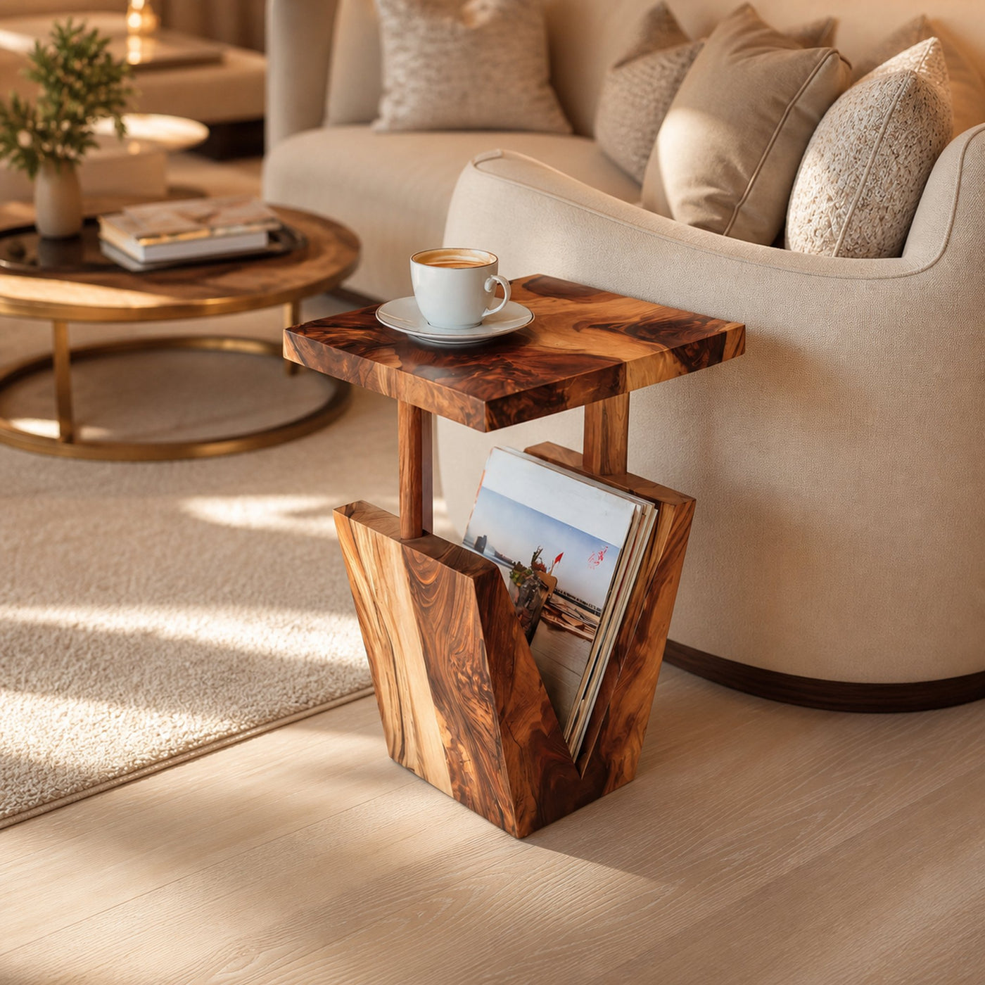 Modern Solid Wood Side Table For Living Room Furniture Decor