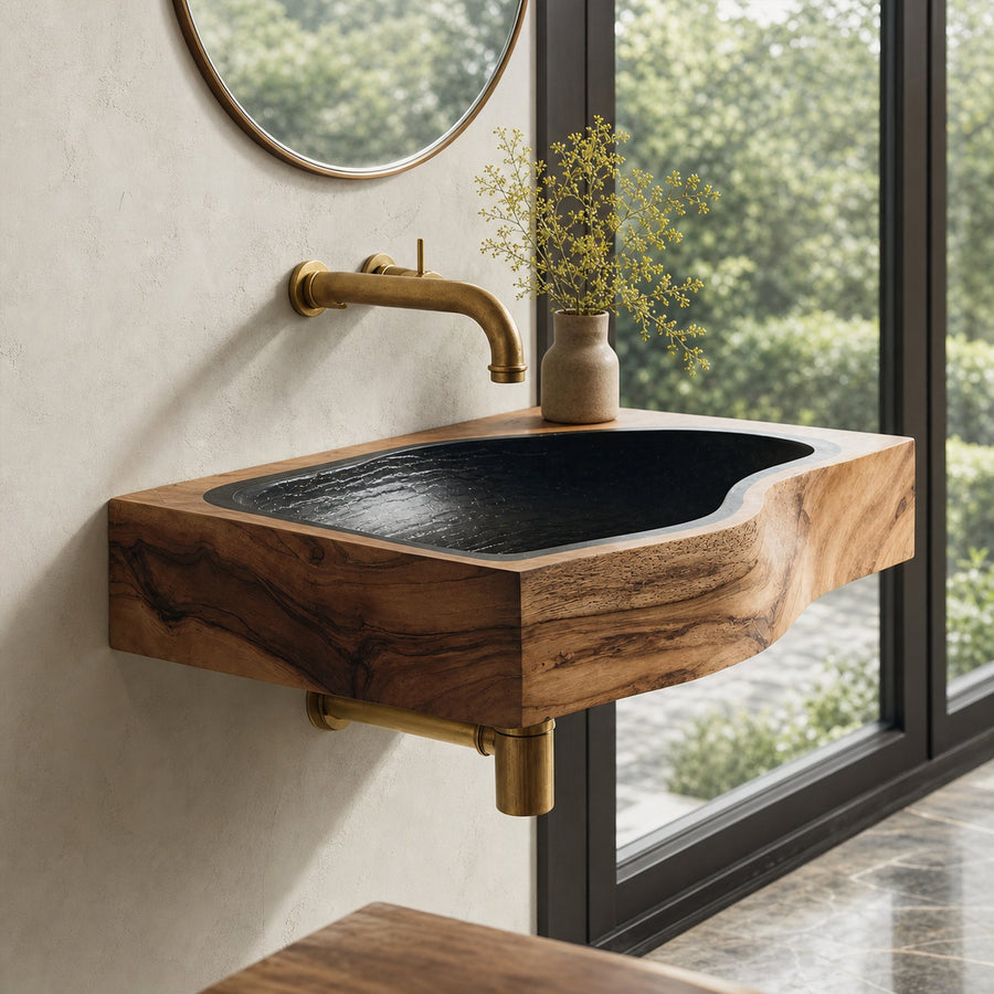 Modern Solid Wood Vanity Sink For Floating Bathroom Furniture Decor