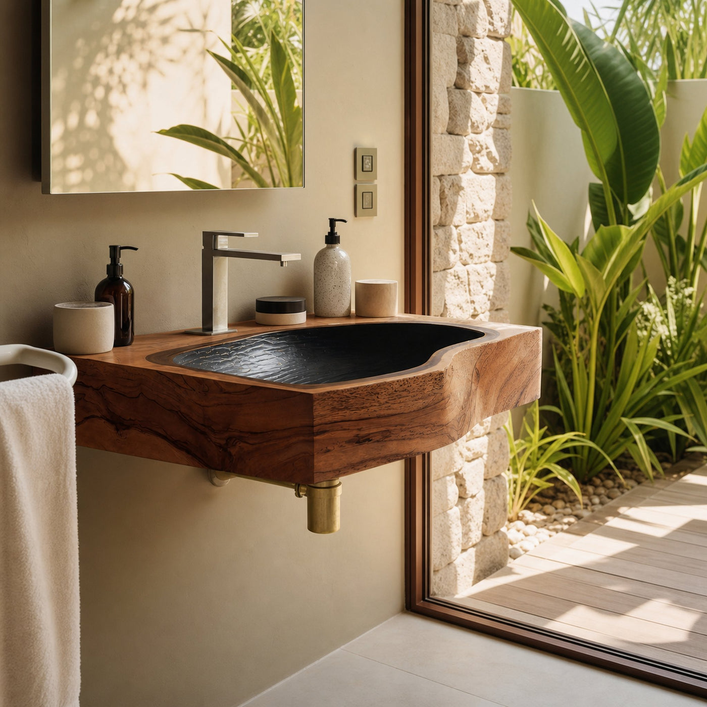Modern Solid Wood Vanity Sink For Floating Bathroom Furniture Decor - product view 6