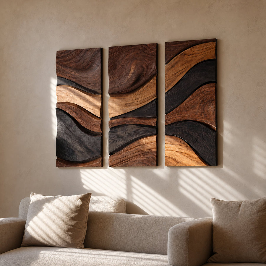 Modern Solid Wood Wall Art For Contemporary Living Room