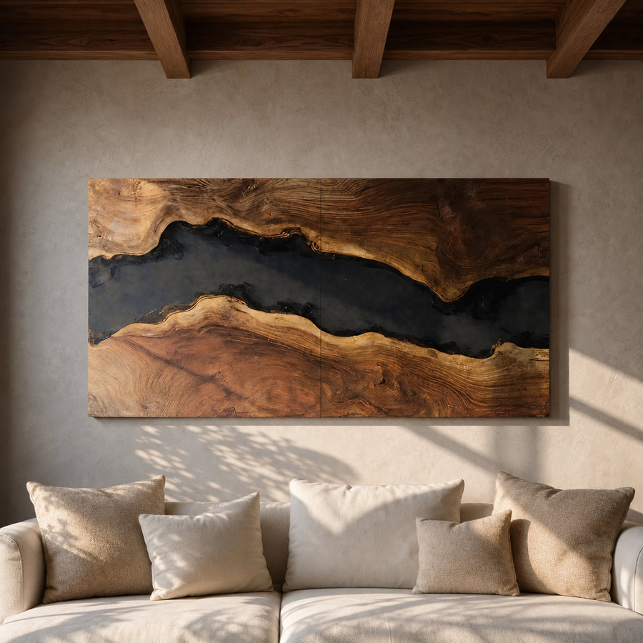 Modern Solid Wood Wall Sculpture For Bedroom Decor