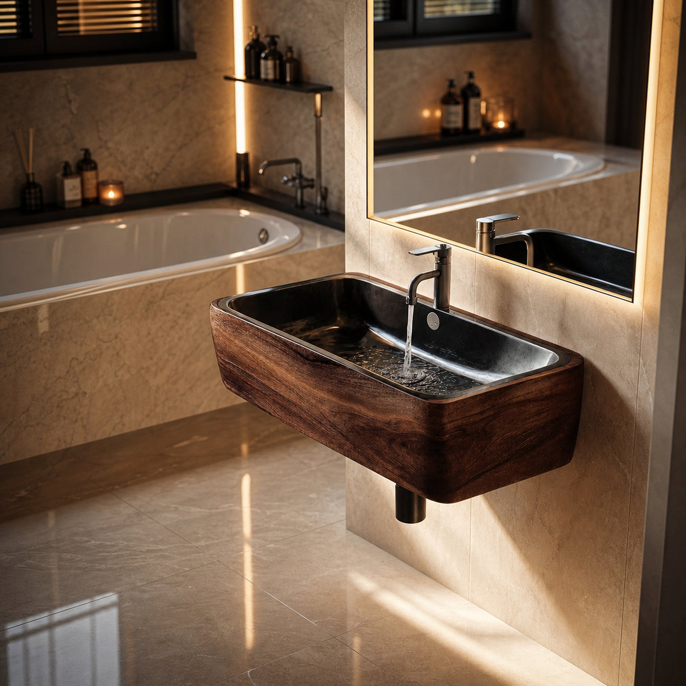 Modern Solid Wood Wash Basin For Spa Inspired Bathroom Decor - product view 7