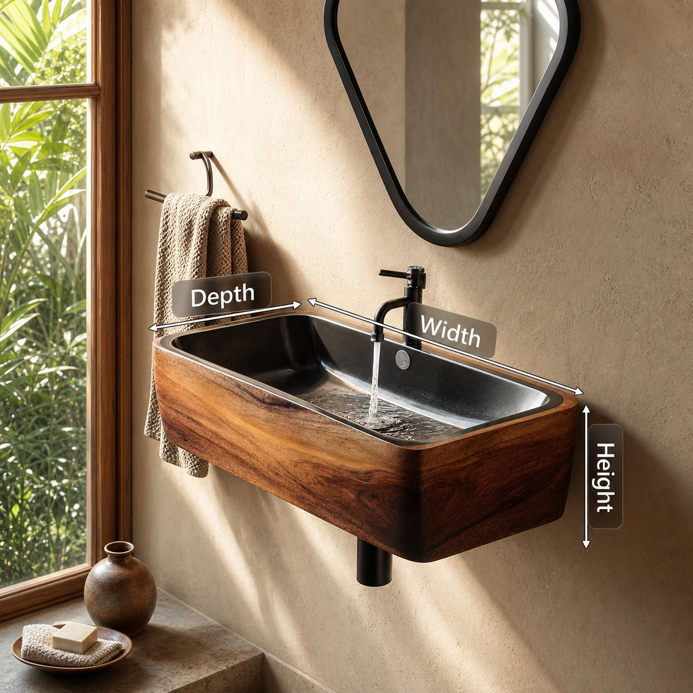 Modern Solid Wood Wash Basin For Spa Inspired Bathroom Decor - product view 8
