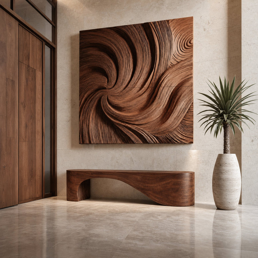 Modern Wall Art Panel With Wave Design For Living Room